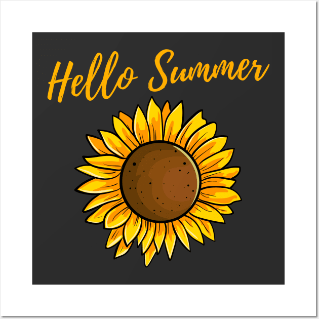 Hello Summer Sunflower Design Wall Art by JustCreativity